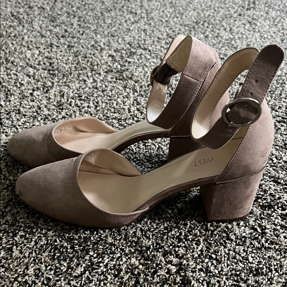 Nine West Tan Suede D'Orsay Block Heel Slingback